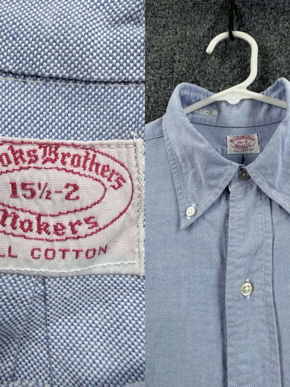VTG Brooks Brothers Makers 40s 50s 60s Oxford OCBD 15.5 32 Mens Blue Button-Down
